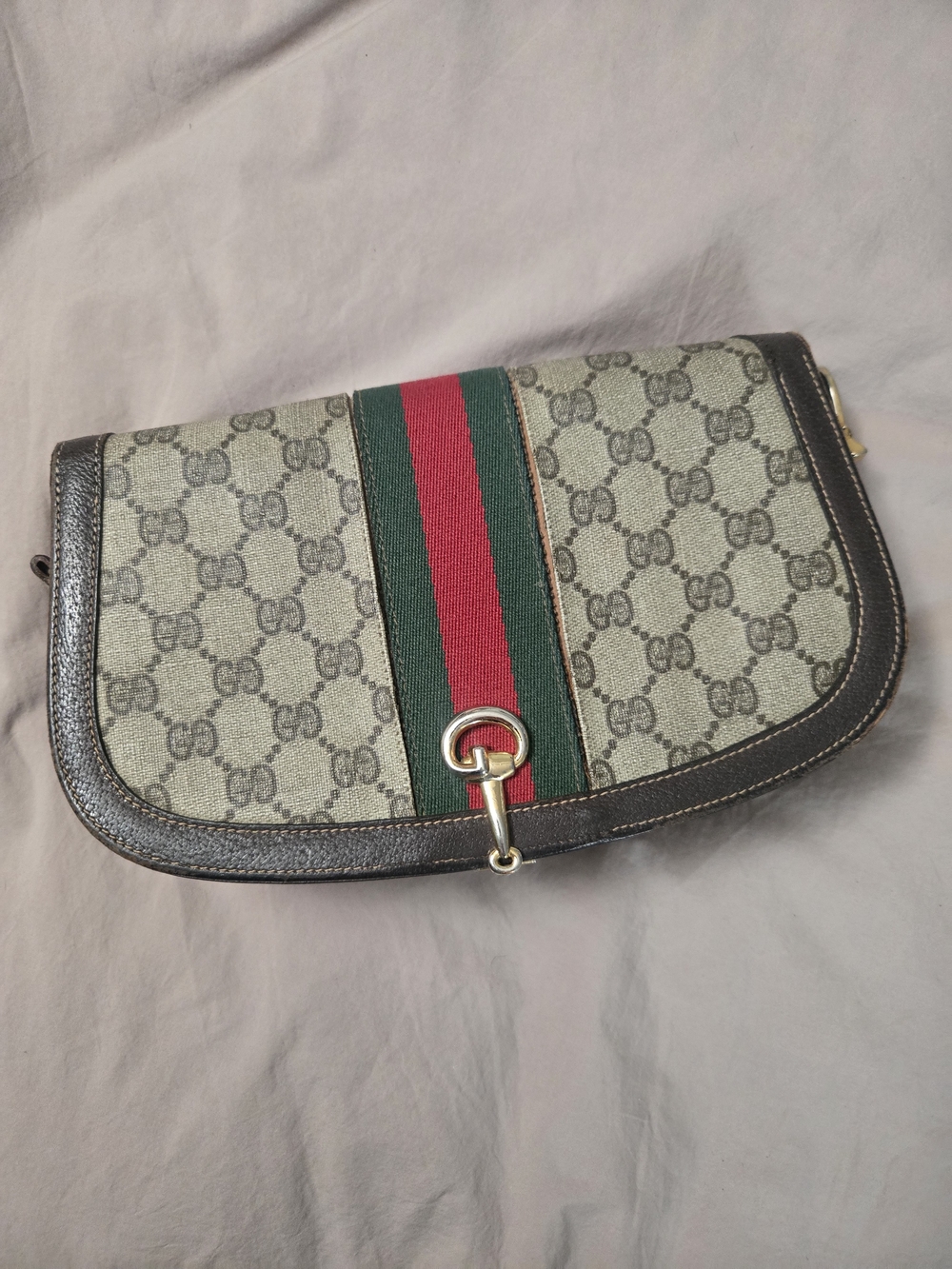 Gucci Brown GG Web Stripe Shoulder Bag